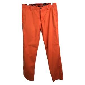 Tailor Vintage Mens Orange Chino Pants Floral Trim Straight Leg Size 32‎